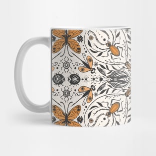 Bugs, orange, black and off-white Mug